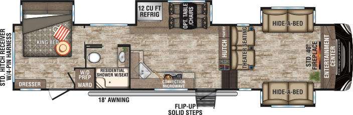 2019 KZ RV Durango D342FLQ Fifth Wheel Floorplan