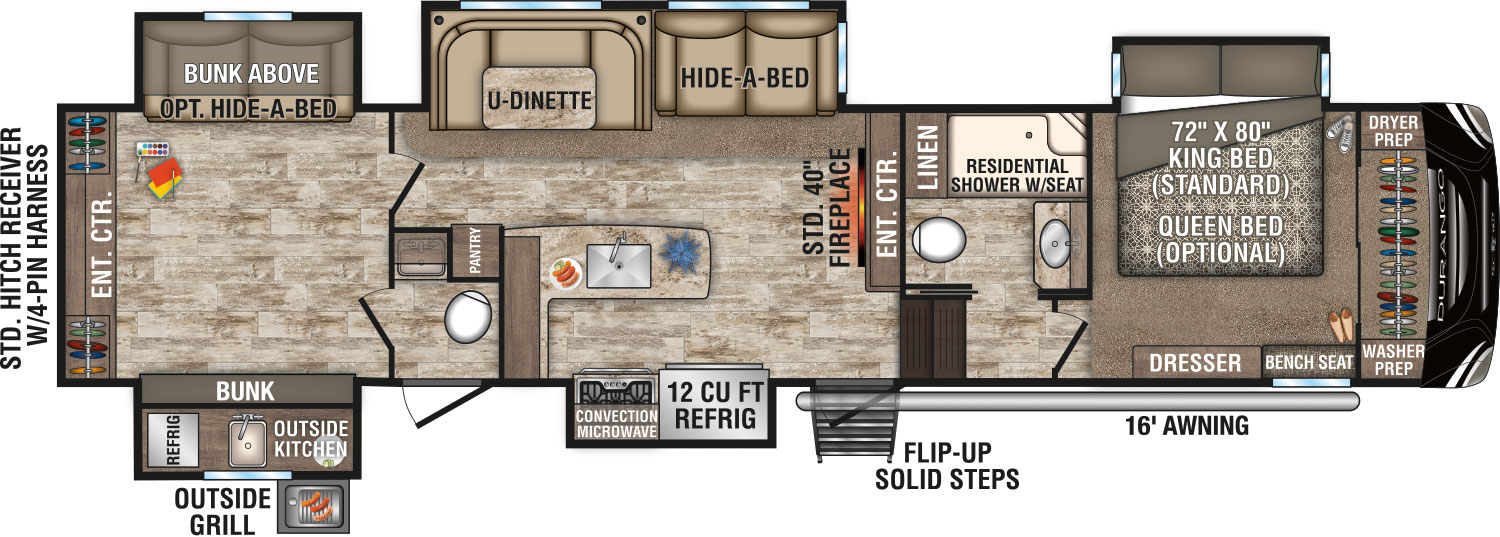 2019 KZ RV Durango D347BHF Fifth Wheel Floorplan