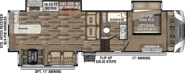 2019 KZ RV Durango Gold G353RKT Fifth Wheel Floorplan