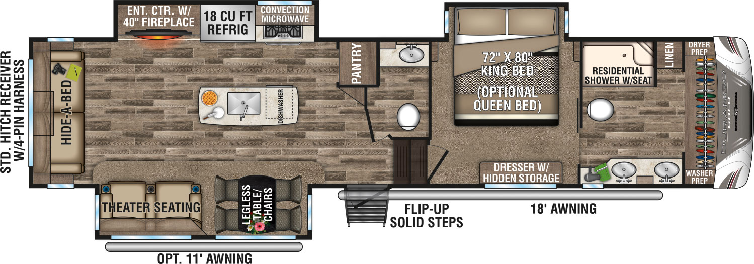 2019 KZ RV Durango Gold G366FBT Fifth Wheel Floorplan