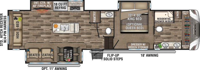 2019 KZ RV Durango Gold G366FBT Fifth Wheel Floorplan