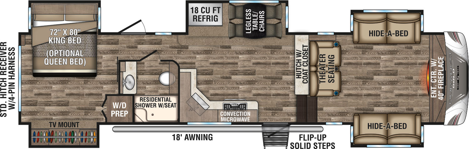 2019 KZ RV Durango Gold G380FLF Fifth Wheel Floorplan