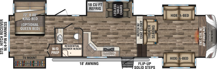 2019 KZ RV Durango Gold G380FLF Fifth Wheel Floorplan