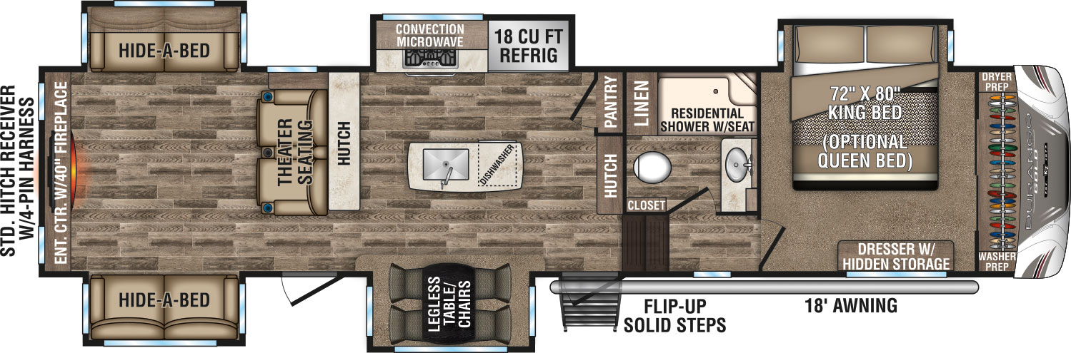 2019 KZ RV Durango Gold G381REF Fifth Wheel Floorplan