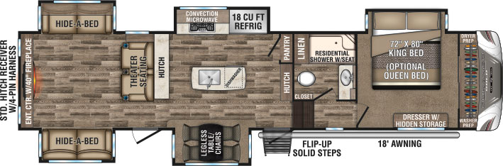 2019 KZ RV Durango Gold G381REF Fifth Wheel Floorplan