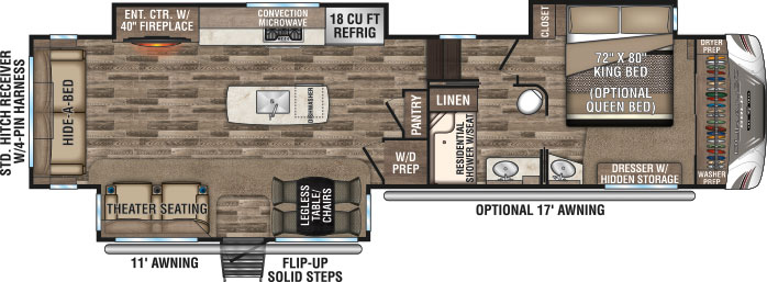 2019 KZ RV Durango Gold G384RLT Fifth Wheel Floorplan