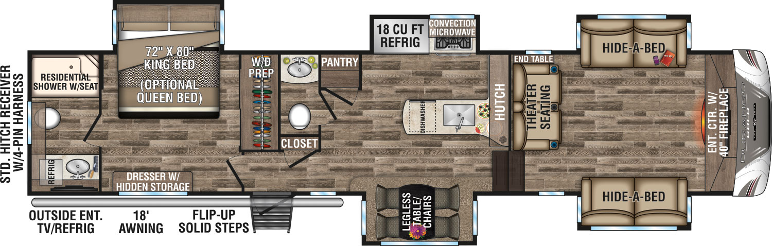 2019 KZ RV Durango Gold G385FLF Fifth Wheel Floorplan