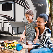 2019 KZ RV Durango Gold G356RLT Fifth Wheel with Mother and Daughter Preparing Food