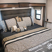 2019 KZ RV Durango Gold G366FBT Fifth Wheel Bed shown in Cascade decor