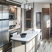 2019 KZ RV Durango Gold G366FBT Fifth Wheel Kitchen shown in Cascade decor