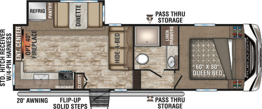 2019 KZ RV Durango Half-Ton D250RES Fifth Wheel Floorplan