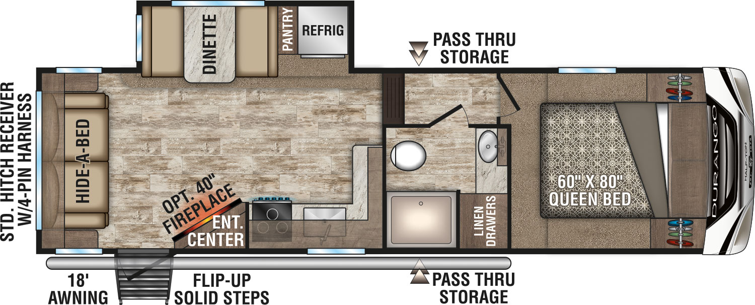 2019 KZ RV Durango Half-Ton D259RLS Fifth Wheel Floorplan