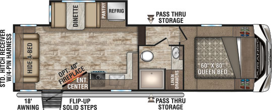 2019 KZ RV Durango Half-Ton D259RLS Fifth Wheel Floorplan