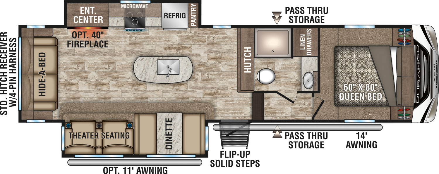 2019 KZ RV Durango Half-Ton D271RLD Fifth Wheel Floorplan