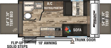 2019 KZ RV Escape E160RBT Travel Trailer Floorplan