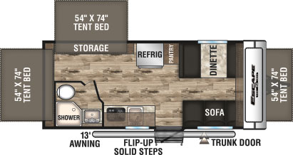 2019 KZ RV Escape E180RBT Travel Trailer Floorplan