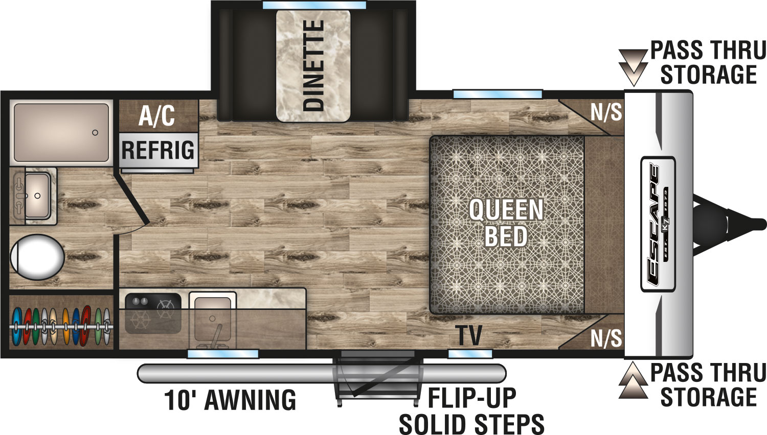 2019 KZ RV Escape E181RB Travel Trailer Floorplan