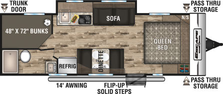 2019 KZ RV Escape E231BH Travel Trailer Floorplan