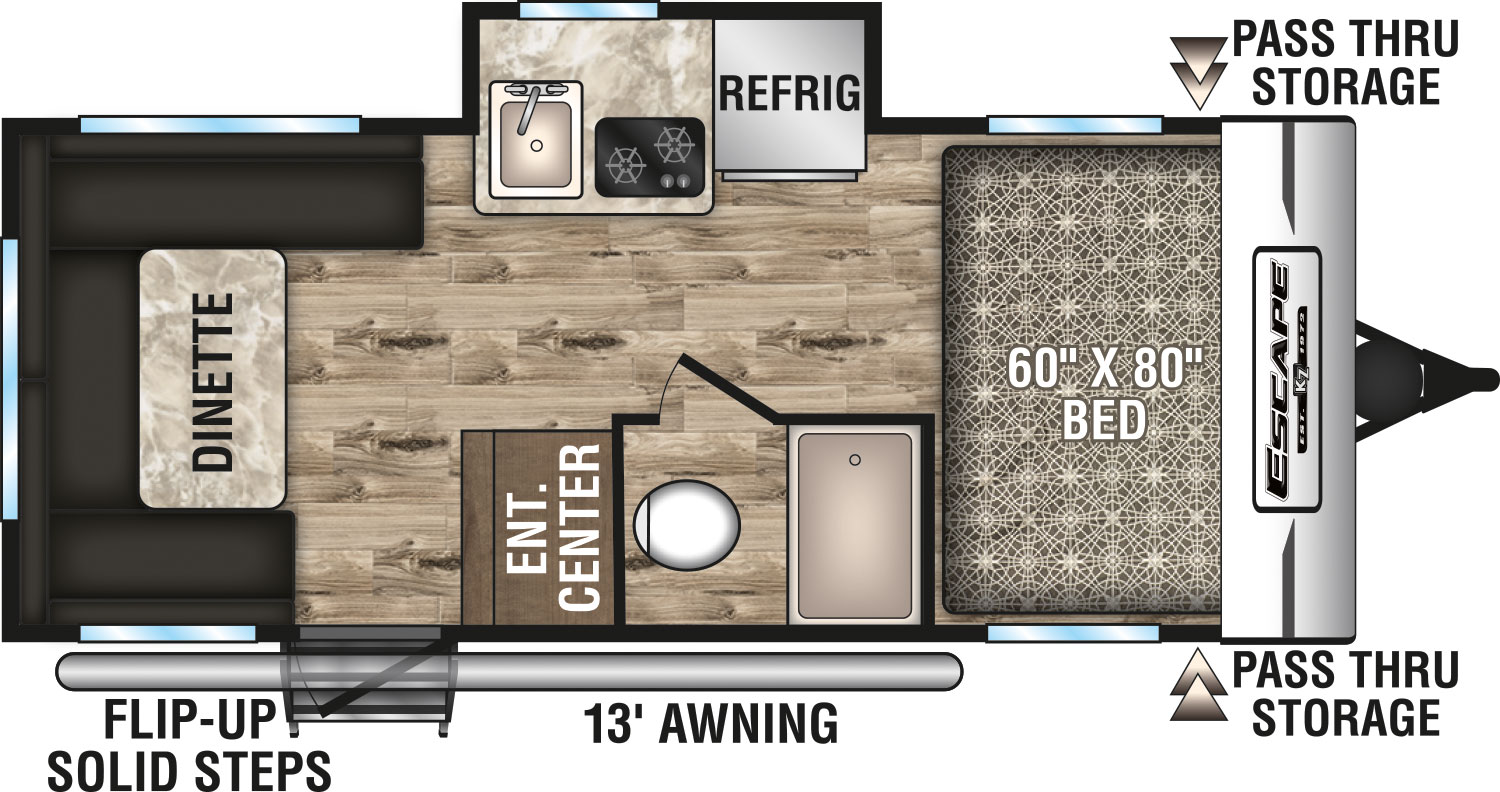 2020 KZ RV Escape E181RD Travel Trailer Floorplan