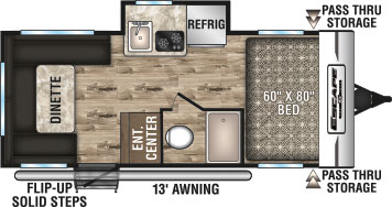 2020 KZ RV Escape E181RD Travel Trailer Floorplan