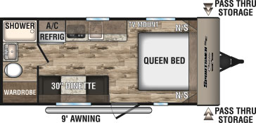 2019 KZ RV Sportsmen Classic SE 180QBSE Travel Trailer Floorplan