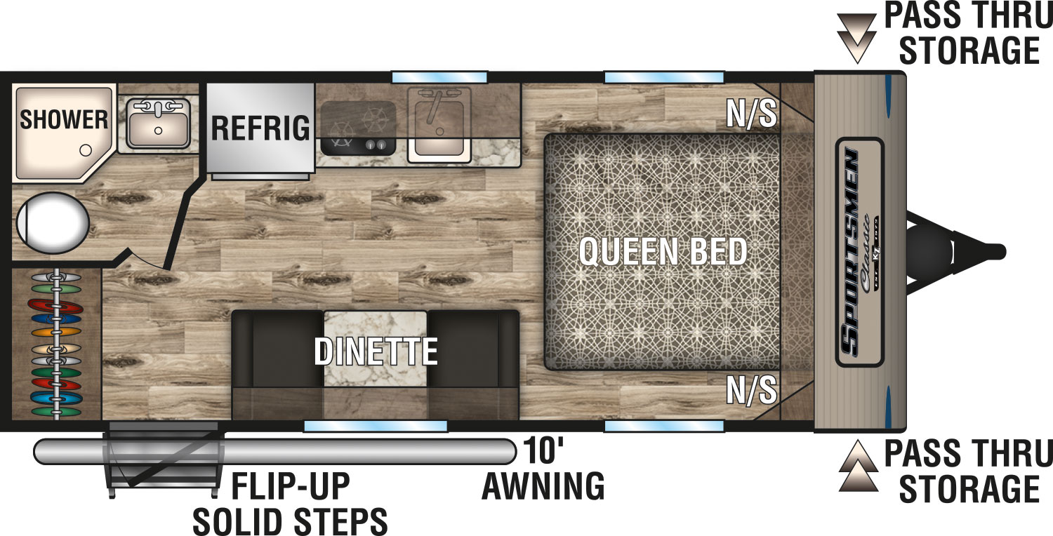 2019 KZ RV Sportsmen Classic 160QB Travel Trailer Floorplan