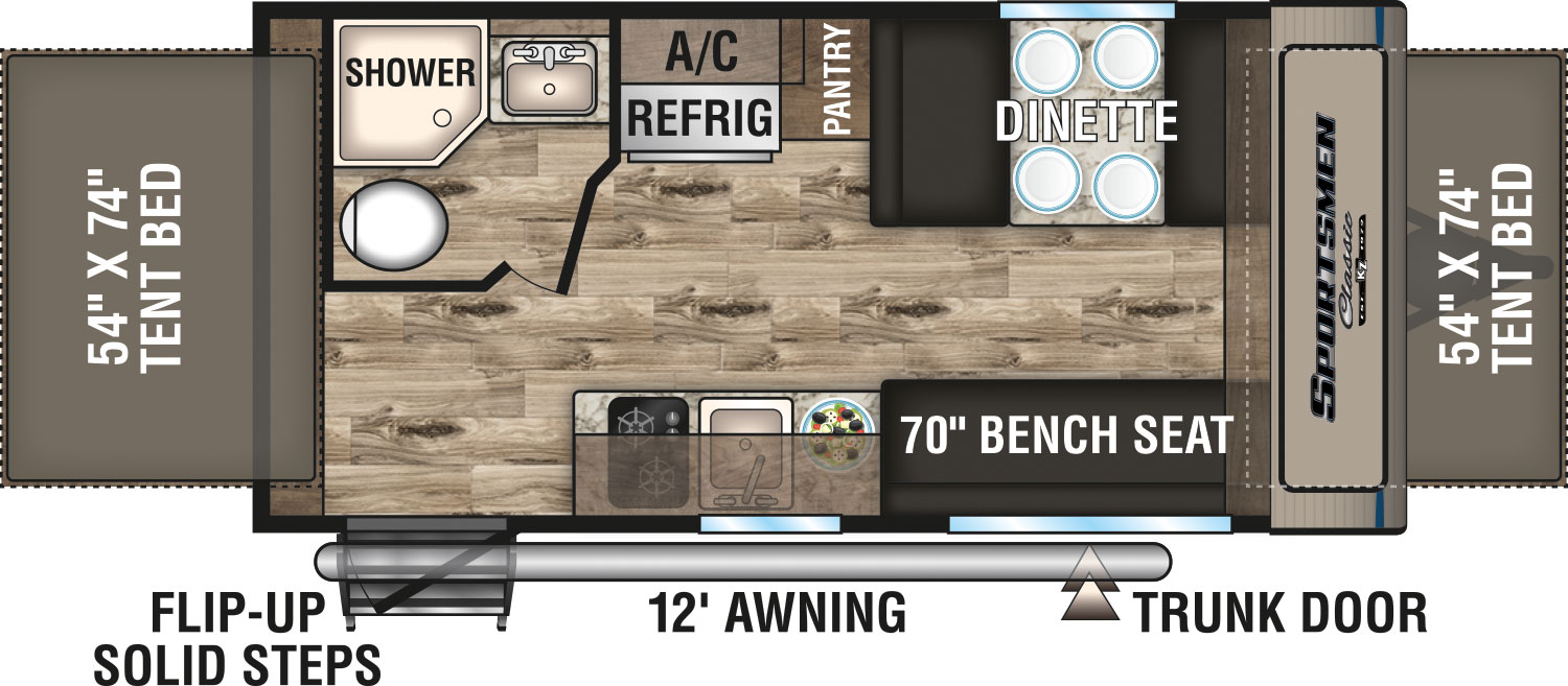 2019 KZ RV Sportsmen Classic 160RBT Travel Trailer Floorplan