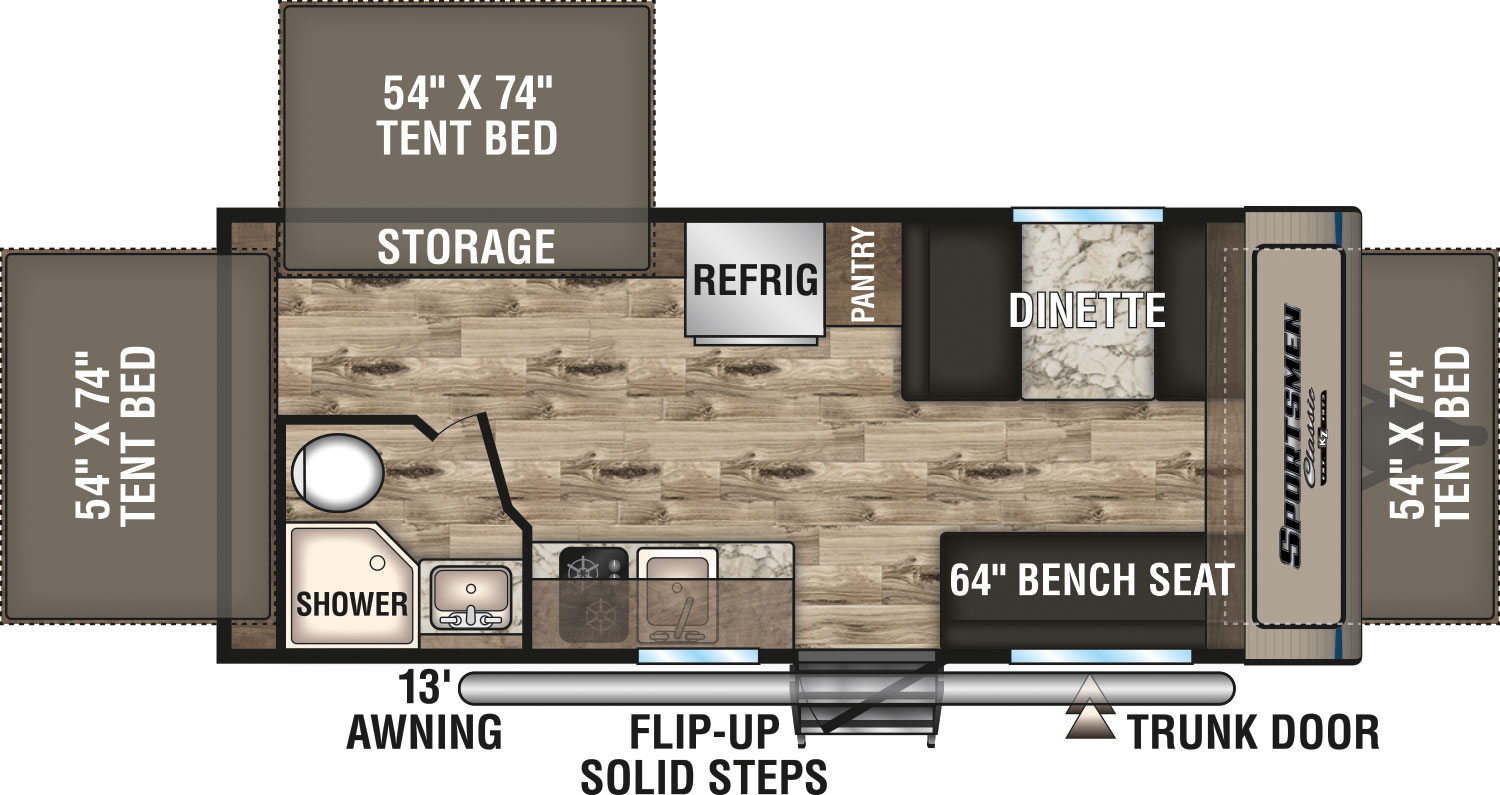 2019 KZ RV Sportsmen Classic 180RBT Travel Trailer Floorplan