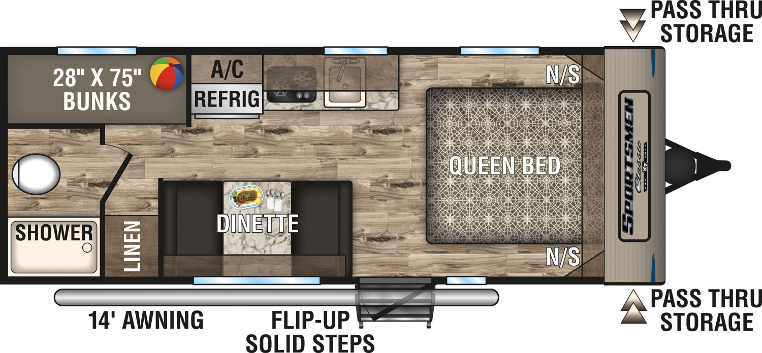 2019 KZ RV Sportsmen Classic 190BH Travel Trailer Floorplan