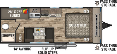 2018 KZ RV Sportsmen Classic 190BH Travel Trailer Floorplan