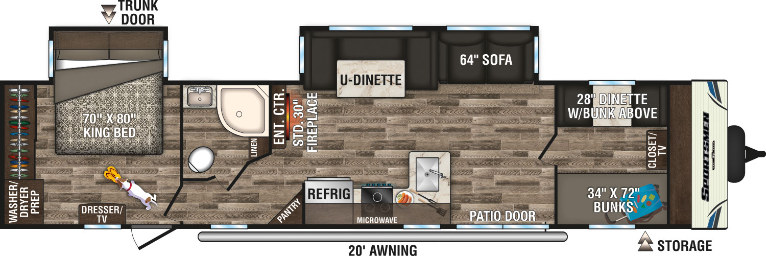 2019 KZ RV Sportsmen 362BH Travel Trailer Floorplan