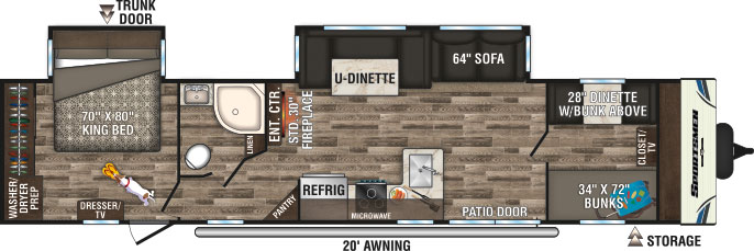 2019 KZ RV Sportsmen Destination 362BH Travel Trailer Floorplan