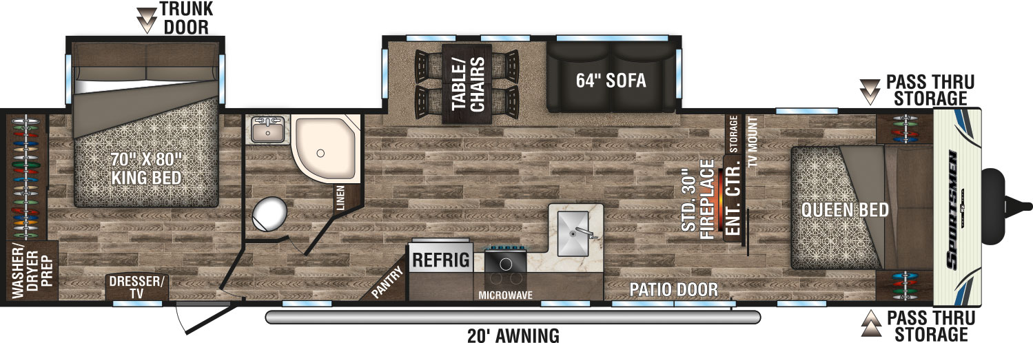 2019 KZ RV Sportsmen 362DB Travel Trailer Floorplan