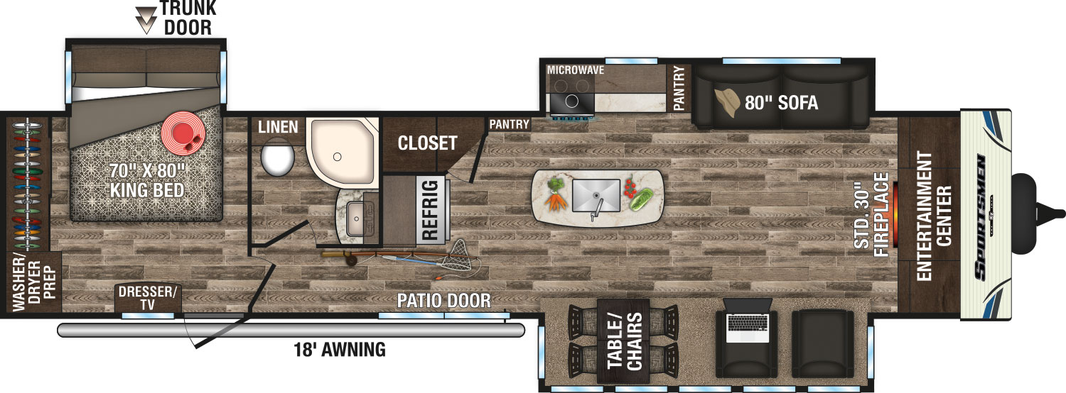 2019 KZ RV Sportsmen 363FL Travel Trailer Floorplan