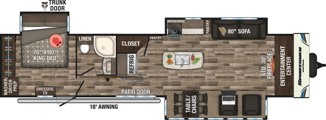 2019 KZ RV Sportsmen Destination 363FL Travel Trailer Floorplan