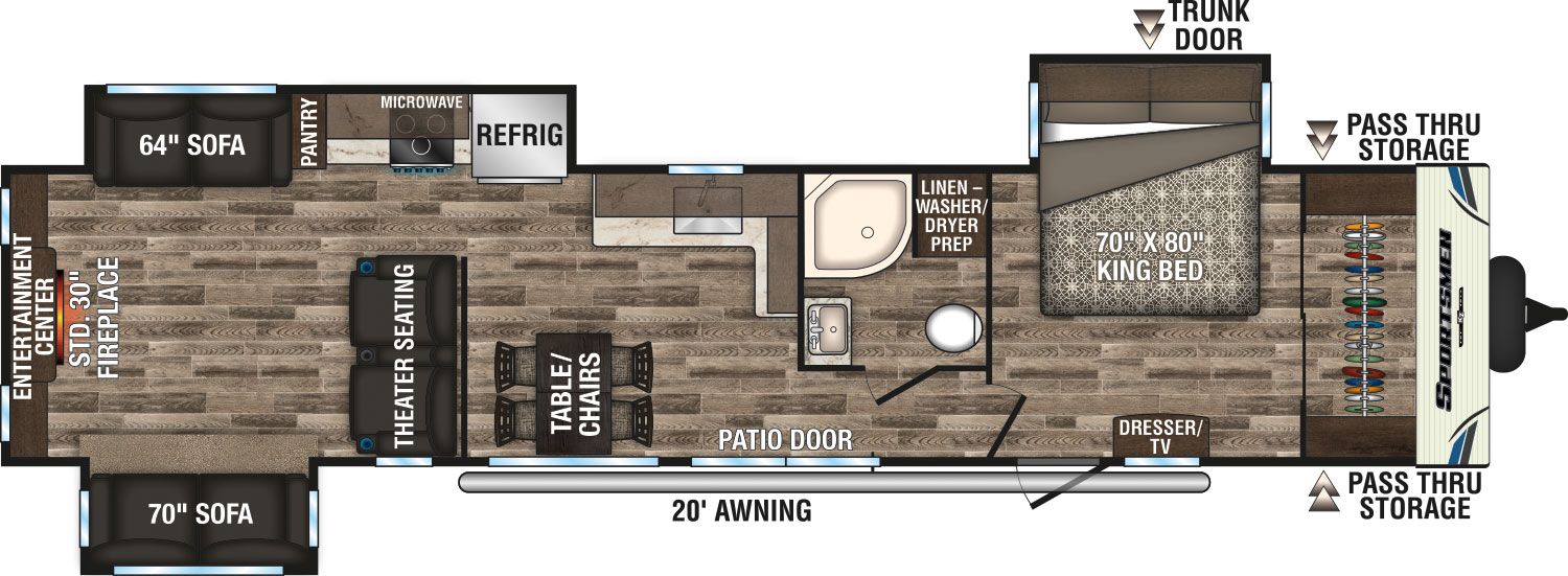 2019 KZ RV Sportsmen 363RL Travel Trailer Floorplan