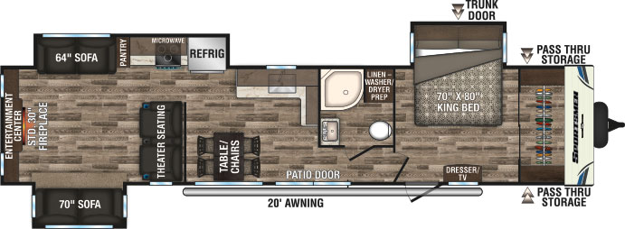 2019 KZ RV Sportsmen Destination 363RL Travel Trailer Floorplan