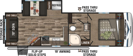 2019 KZ RV Sportsmen 251RL Fifth Wheel Floorplan