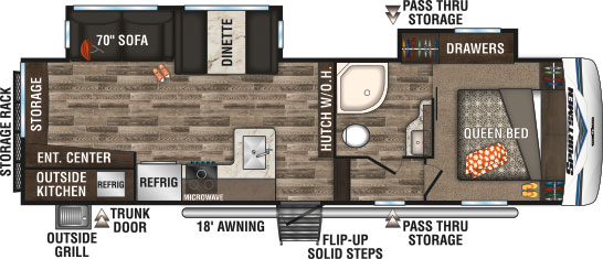 2019 KZ RV Sportsmen 262RLK Fifth Wheel Floorplan