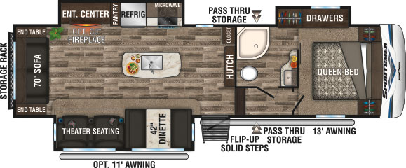 2019 KZ RV Sportsmen 303RL Fifth Wheel Floorplan