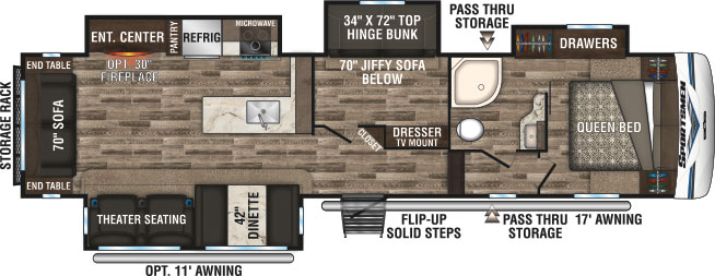 2019 KZ RV Sportsmen 344BH Fifth Wheel Floorplan