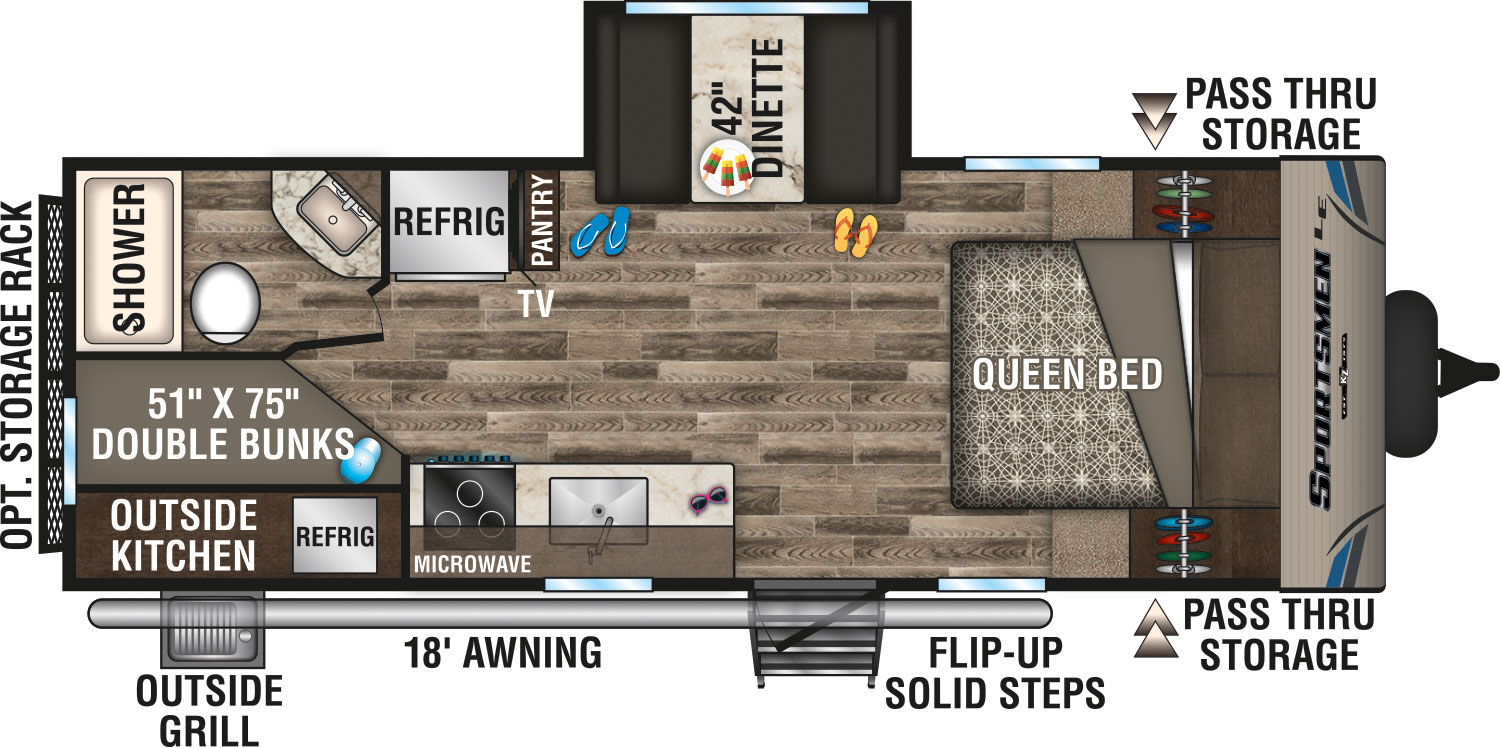 2019 KZ RV Sportsmen LE 231BHKLE Travel Trailer Floorplan