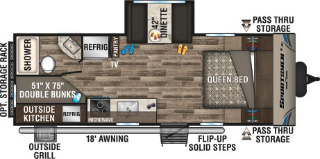 2019 KZ RV Sportsmen LE 231BHKLE Travel Trailer Floorplan