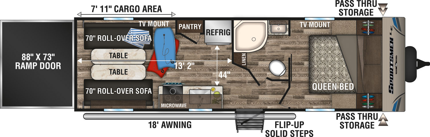 2019 KZ RV Sportsmen LE 250THLE Travel Trailer Toy Hauler Floorplan