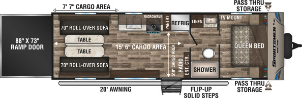 2019 KZ RV Sportsmen LE 270THLE Travel Trailer Toy Hauler Floorplan