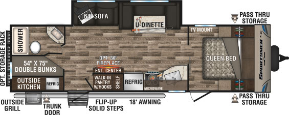 2019 KZ RV Sportsmen LE 281BHKLE Travel Trailer Floorplan