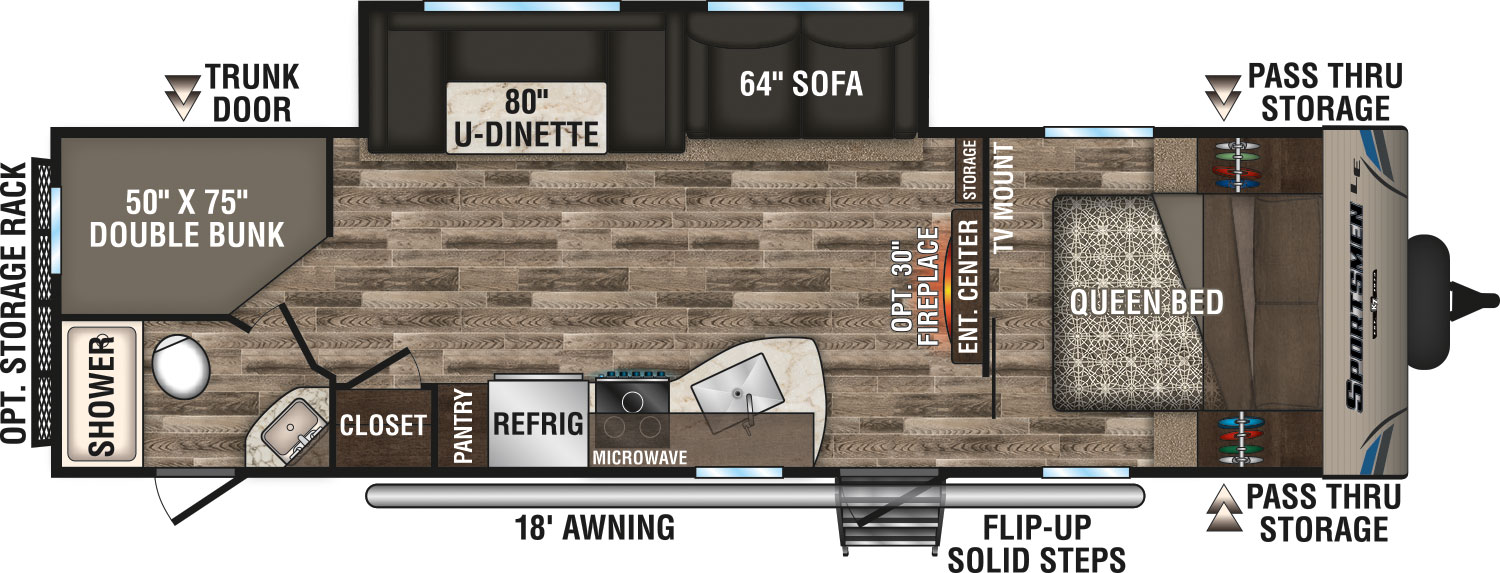 2019 KZ RV Sportsmen LE 291BHLE Travel Trailer Floorplan