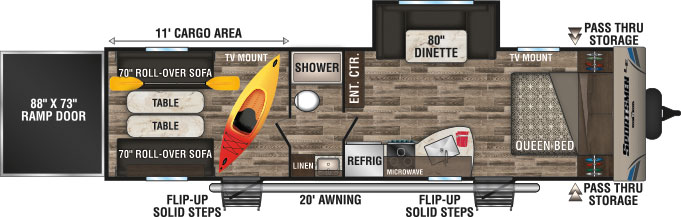 2019 KZ RV Sportsmen LE 291THLE Travel Trailer Toy Hauler Floorplan