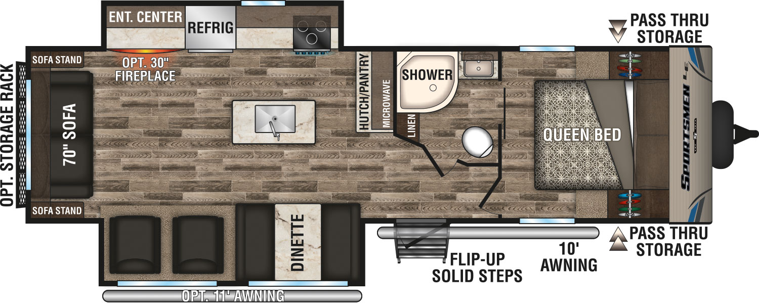 2019 KZ RV Sportsmen LE 292RLLE Travel Trailer Floorplan