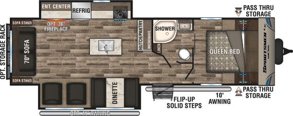 2019 KZ RV Sportsmen LE 292RLLE Travel Trailer Floorplan